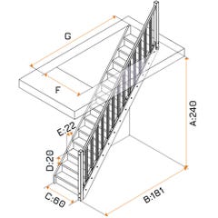 HandyStairs Escalier fermé "Basica60" - 60cm de large - 1x apprêt blanc - 11 marches (240/181) 1