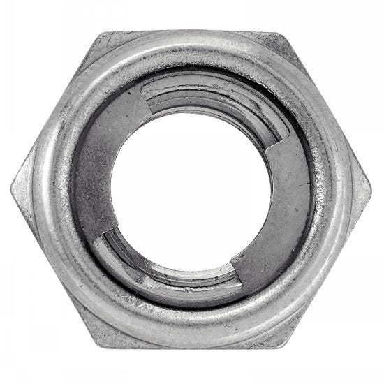 Ecrou hexagonale indesserable avec bague métal - Inox A2 M14 - Boîte de 50 0