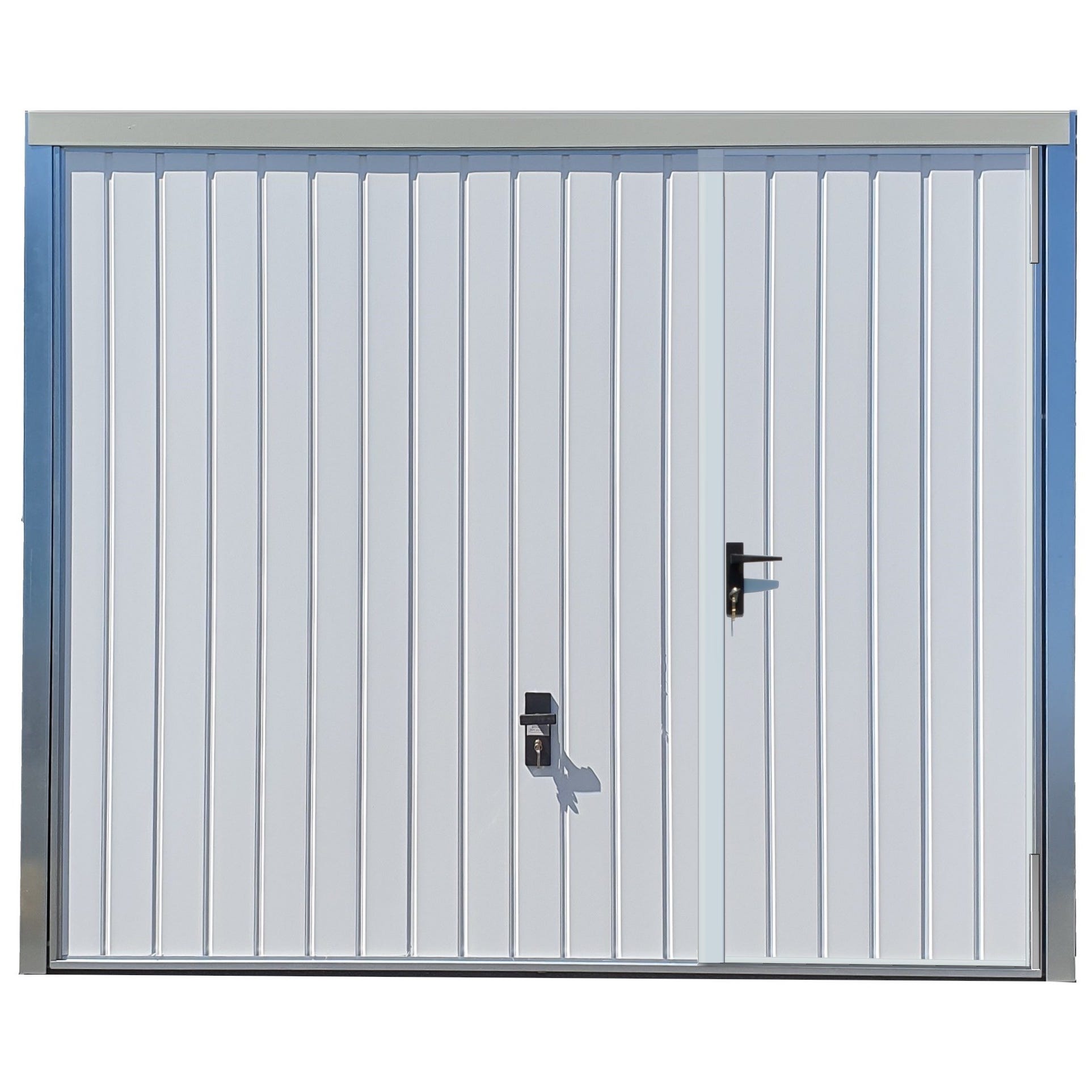 Porte de garage basculante blanc avec portillon droit l.240 x H.200 cm x Ep.20 mm 0