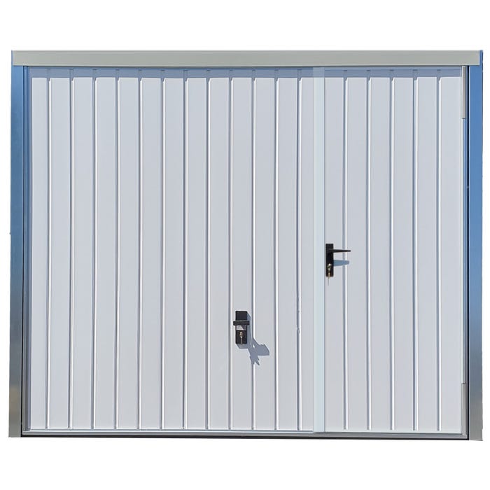 Porte de garage basculante blanc avec portillon droit l.240 x H.200 cm x Ep.20 mm 0