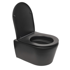 Villeroy & Boch Pack WC Bâti-support Viconnect + WC sans bride SAT noir mat + Abattant softclose + Plaque chrome mat 4