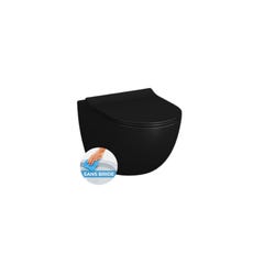 Pack WC Bati-support Geberit Duofix + WC sans bride Vitra SENTO noir mat + Abattant frein de chute + Plaque noire mat 2