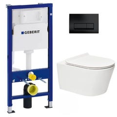 Pack WC Bati-support Geberit Duofix UP100 + WC sans bride SAT Brevis + Abattant ultra-fin 0