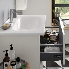 Meuble salle de bain simple vasque BURGBAD Olena 120 cm blanc brillant + miroir 1