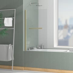 Pare-baignoire Rabattable avec porte-serviette 70x120 cm - Profilé Or Brossé - Verre 4 mm 0