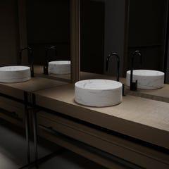 Vasque à poser Ronde en Céramique Blanche Mat Effet Marbre - Ø36cm x 13cm - WHITE MARBLE 4
