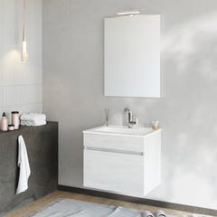 BOGOTA Meuble salle de bain simple vasque 1 tiroir Chêne blanc largeur 60 cm + miroir 0