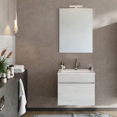 BOGOTA Meuble salle de bain simple vasque 1 tiroir Chêne blanc largeur 60 cm + miroir 1