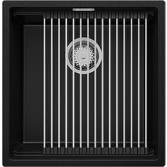 Évier Cusine en Granit Noir 46x47 cm, Lavabo Cuisine 1 Bac + Kit de Vidage, Évier au meuble 50cm, Évier à Encastrer de Primagran 0