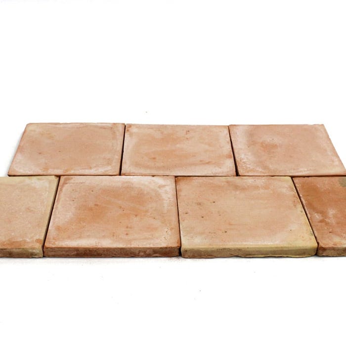 Tomette terre cuite carrée moulée main rosée - 25 x 25 cm Ep. 2 cm - (vendu au m²) - Ligerio 1