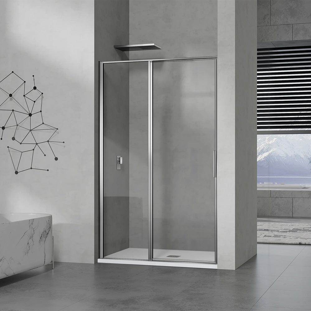 GRAND VERRE Porte de douche à ouverture pivotante intérieure et extérieure 140x190 en alu chromé 0