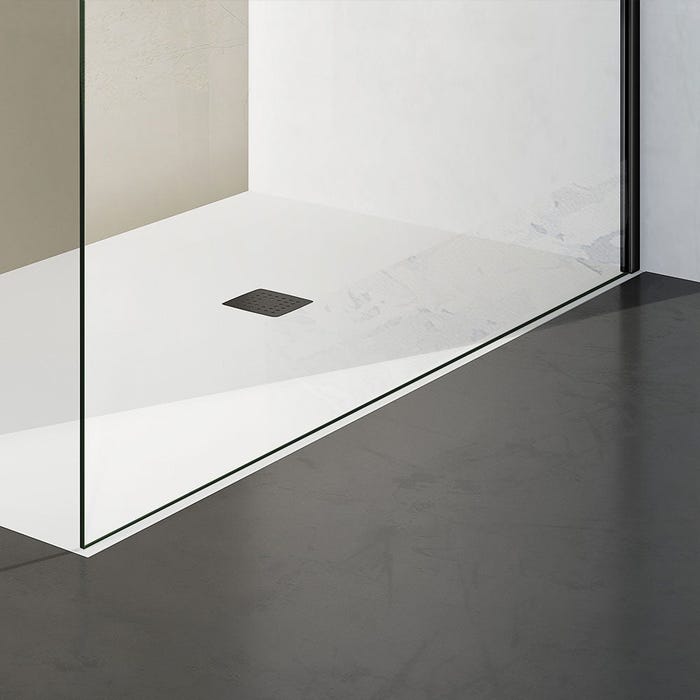 GRAND VERRE Paroi de douche à l'Italienne avec profilé et barre de fixation en noir mat en verre 8mm anti-calcaire 110x200 2