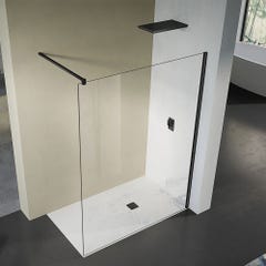 GRAND VERRE Paroi de douche à l'Italienne avec profilé et barre de fixation en noir mat en verre 8mm anti-calcaire 110x200 1