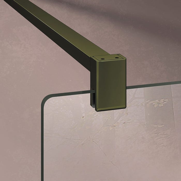 GRAND VERRE Paroi de douche à l'Italienne 160x200 en verre 8mm anti-calcaire avec profilé et barre de fixation en Aluminium Bronze 2