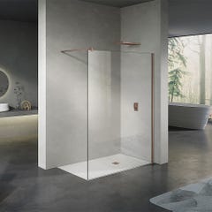 GRAND VERRE Paroi de douche à l'Italienne accessoires Rose D'or et panneau de verre 8mm transparent 30x200 0