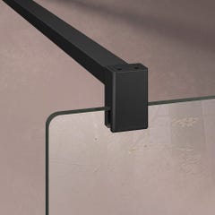 GRAND VERRE Paroi de douche à l'Italienne 70x200 en verre 8mm sérigraphié avec motif Tourbillon profilé et barre de fixation en noir mat 1