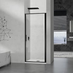 GRAND VERRE Porte de douche pivotante 100x190 à ouverture intérieure et extérieure profilé noir mat 0