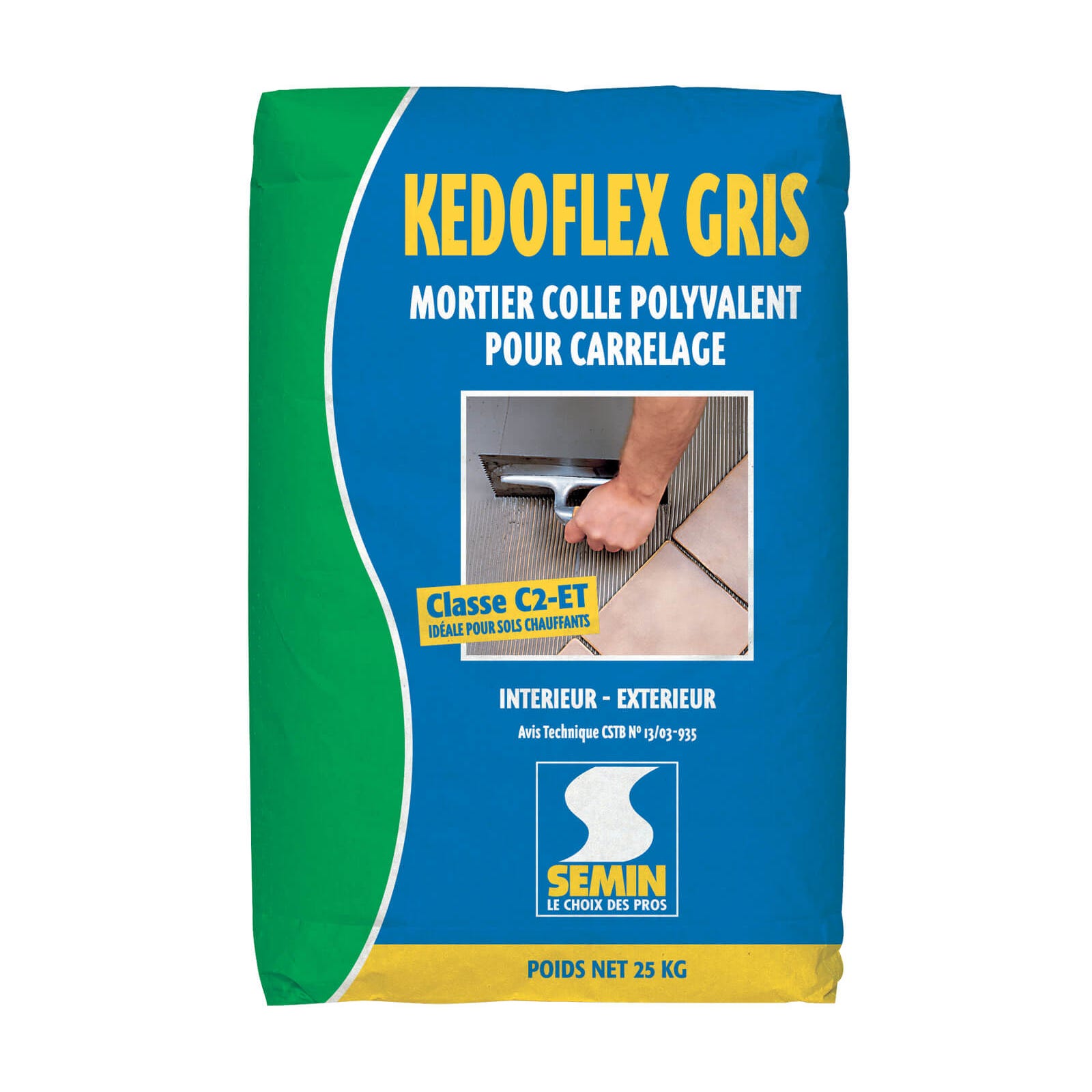 Mortier Colle Polyvalent pour Carrelage Kedoflex Gris Semin, Intérieur/Extérieur, sac de 25 kg 0