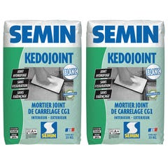 Joint en Poudre pour Carrelage Kedojoint Blanc Semin, Intérieur/Extérieur, sac de 25 kg, lot de 2 0