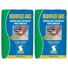 Mortier Colle Polyvalent pour Carrelage Kedoflex Gris Semin, Intérieur/Extérieur, sac de 25 kg, lot de 2