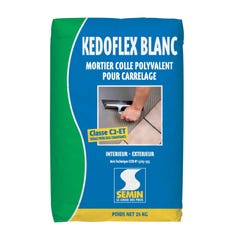 Mortier Colle Polyvalent pour Carrelage Kedoflex Blanc Semin, Intérieur/Extérieur, sac de 25 kg 0