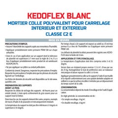 Mortier Colle Polyvalent pour Carrelage Kedoflex Blanc Semin, Intérieur/Extérieur, sac de 25 kg 2