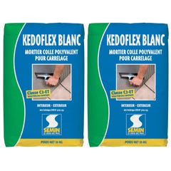 Mortier Colle Polyvalent pour Carrelage Kedoflex Blanc Semin, Intérieur/Extérieur, sac de 25 kg lot de 2 0