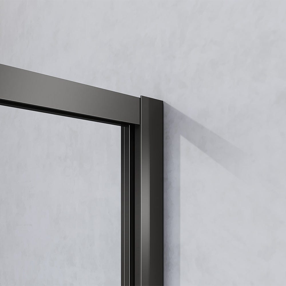 GRAND VERRE Porte de douche pivotante 100x195 avec profilés en noir mat ouverture 180° pour installation en niche 3