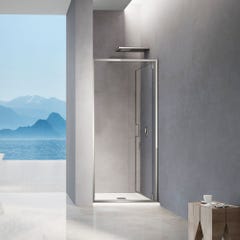 GRAND VERRE Porte de douche pivotante 100x195 avec profilés chromés ouverture 180° pour installation en niche 2