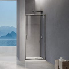 GRAND VERRE Porte de douche pivotante 80x195 avec profilés chromés ouverture 180° pour installation en niche 0