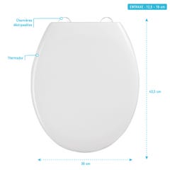 Abattant pour WC blanc - Thermodur avec charnières en plastique déclipsable - SIMPLE WHITE 3