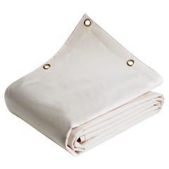 Bâche de Chantier 5x8 m Blanc Crème - Qualité 8 ans TECPLAST 640CH - Bâche de protection étanche en PVC pour Travaux 0