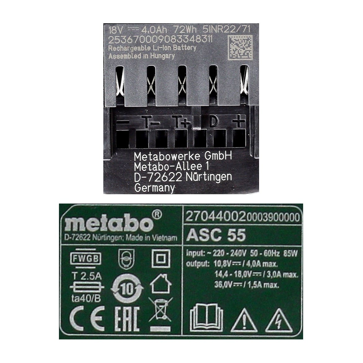 Metabo Kit de base 18V - 2x Batteries LiHD 4.0Ah + Chargeur ASC 55 ( 685163380 ) 2