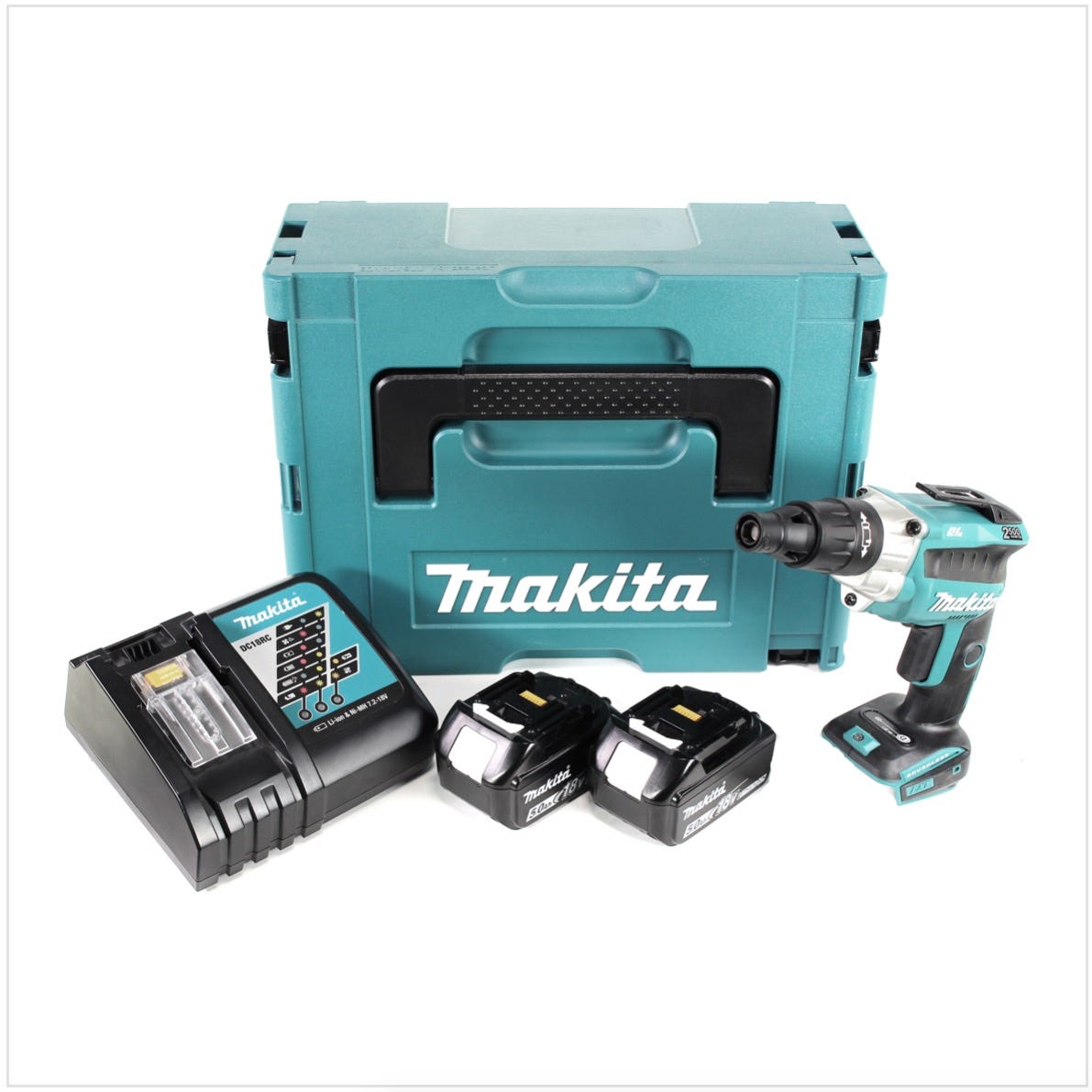 Makita DFS 251 RT1J Visseuse bardage sans fil, 18 V Li-Ion, sans balai + 2x Batteries 5,0 Ah + Chargeur + Makpac 0