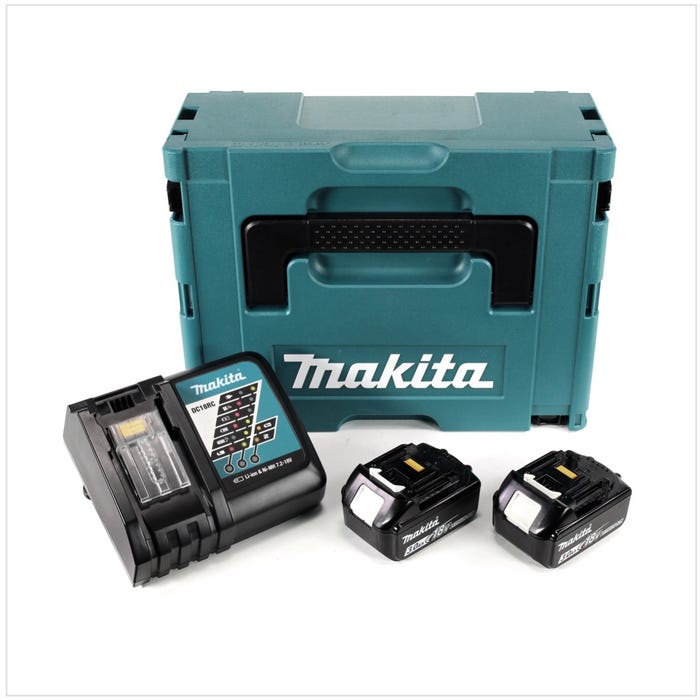 Makita Power Source Kit 18V + 2x Batteries BL1830B 3,0Ah + Chargeur DC18RC ( 196693-0 ) + Coffret Makpac 0