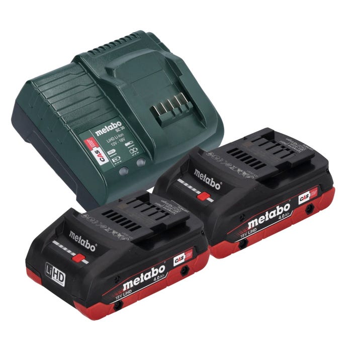 Metabo Basic Set 2x batterie LiHD 18 V 4,0 Ah ( 2x 625367000 ) + Metabo SC 30 chargeur 12 - 18 V ( 316067840 ) 0