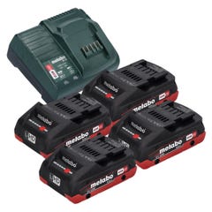 Metabo Basic Set 4x LiHD battery pack 18 V 4,0 Ah ( 4x 625367000 ) + Metabo SC 30 chargeur 12 - 18 V ( 316067840 ) 0