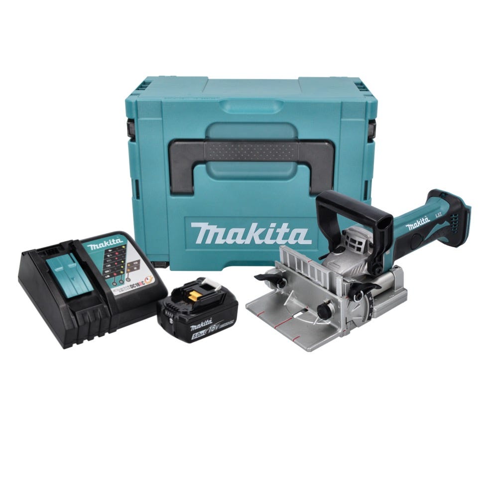 Makita DPJ 180 RT1J Machine à rainurer sans fil 18 V 100 mm + 1x Batterie 5,0 Ah + Chargeur + Makpac 0