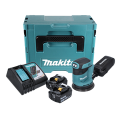 Makita DBO180RFJ Ponceuse excentrique sans fil 125mm 18V + 2x Batteries 3,0Ah + Chargeur + Coffret Makpac 0