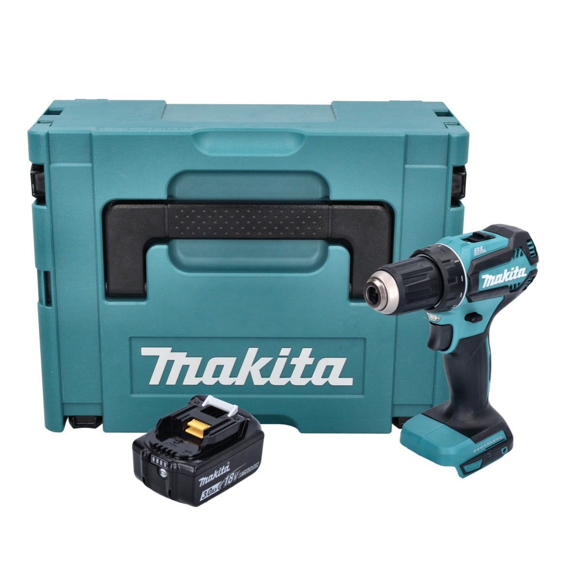 Makita DDF 485 F1J Perceuse-visseuse sans fil 18 V 50 Nm brushless + 1x Batterie 3,0 Ah + Coffret Makpac - sans chargeur 0
