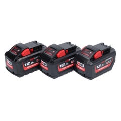 Milwaukee Set M18 HB12 High Output : 3x Batteries 12,0Ah 18V Li-Ion avec indicateur de charge (3x 4932464260) 0