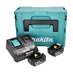Makita Power Source Kit 18 V avec - 2x Batteries BL 1860 B 6,0 Ah (2x 197422-4) + Chargeur rapide multi DC 18 RE (198720-9) + 0