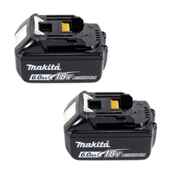 Makita Power Source Kit 18 V avec - 2x Batteries BL 1860 B 6,0 Ah (2x 197422-4) + Chargeur rapide multi DC 18 RE (198720-9) + 3