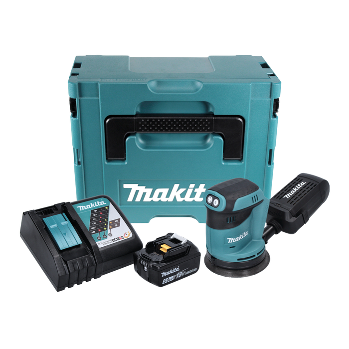 Makita DBO180RT1J Ponceuse excentrique sans fil 125mm 18V + 1x Batterie 5,0Ah + Chargeur + Coffret Makpac 0