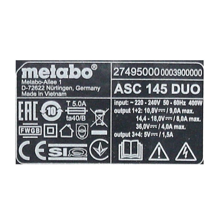 Metabo Set de base: 2x Batteries LIHD 5,5Ah + Chargeur double ASC 145 DUO 2