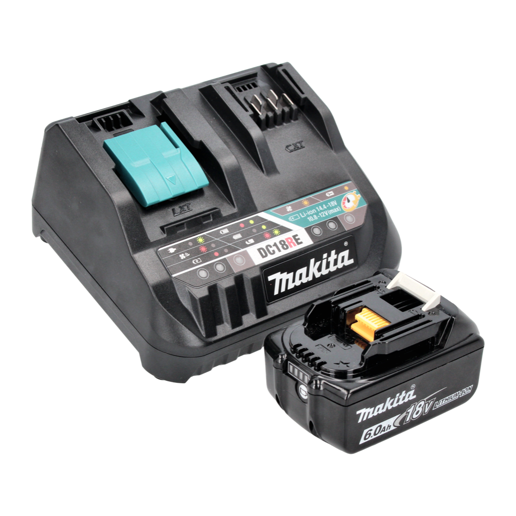 Makita Power Source Kit 18 V avec - 1x Batterie BL 1860 B 6,0 Ah (197422-4) + Chargeur rapide multiple DC 18 RE (198720-9) 0