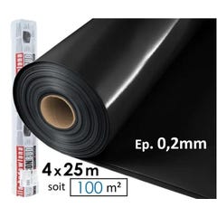 Polyane - Film plastique d'étanchéité sous-dalle en polyéthylène noir Type 300, 4x25m, Ep 0,2