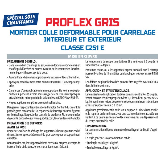 Mortier Colle Déformable pour Carrelage Proflex Gris Semin, Intérieur/Extérieur, sac de 25 kg (lot de 2) 3