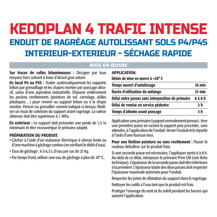 Semin - Enduit de Ragréage autolissant - Kedoplan 4 Traffic Intense - Intérieur/Extérieur - Sac 25 kg (lot de 2) 4