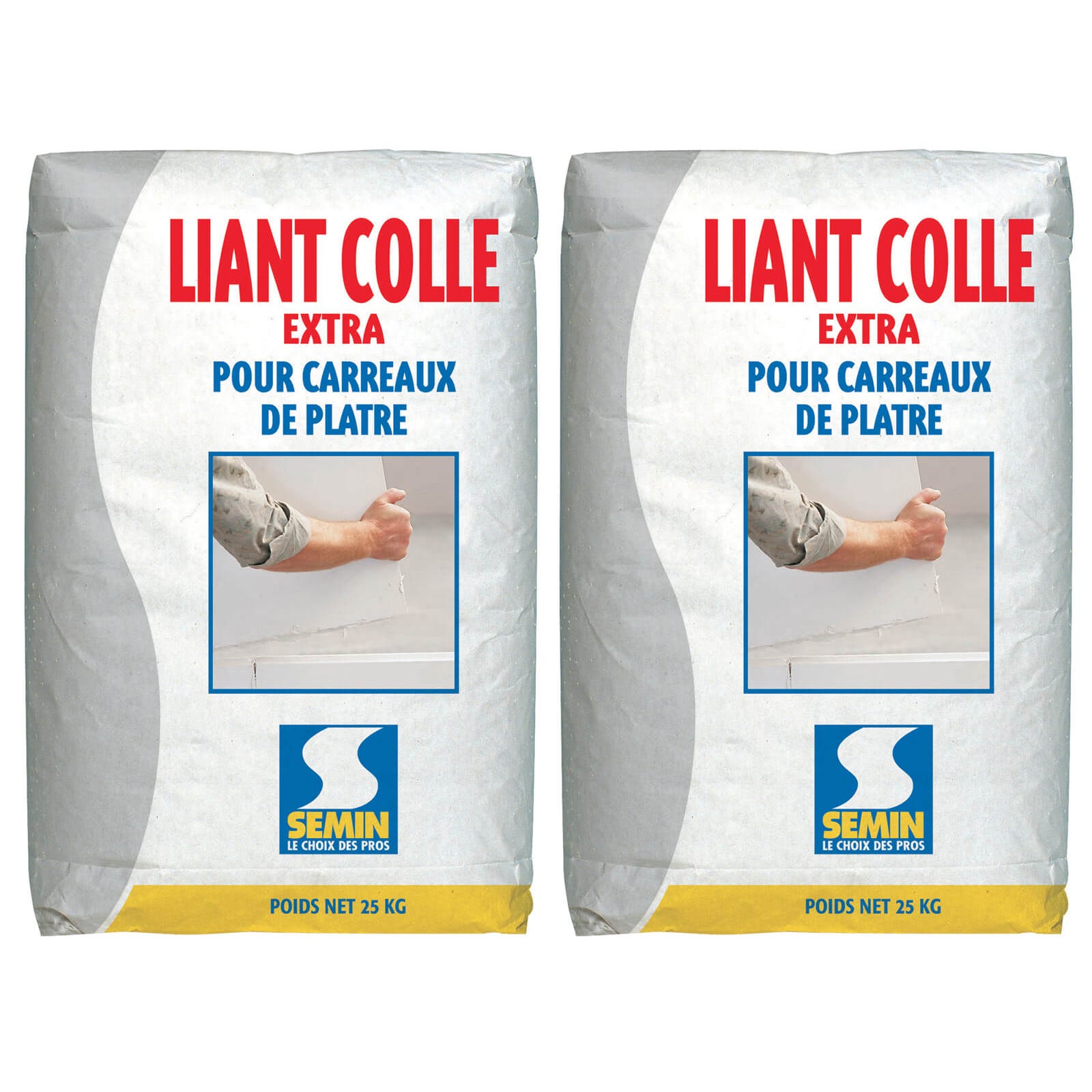 Colle Liant Extra Semin, Carreaux de Plâtre, Intérieur, Poudre, Sac de 25 kg (Lot de 2) 0
